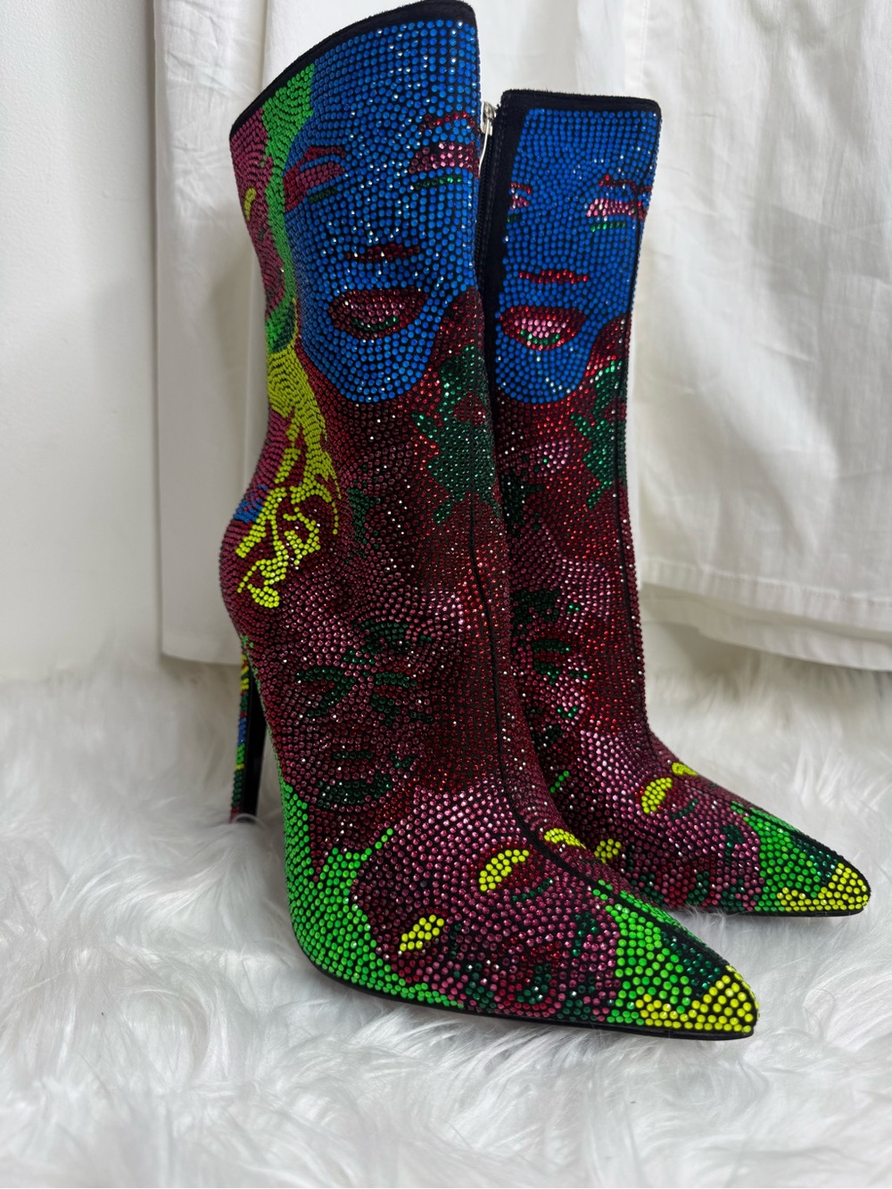 AZALEA WANG Multicolor Crystal Embellished Stiletto Sock Boot - Picture 2 of 3